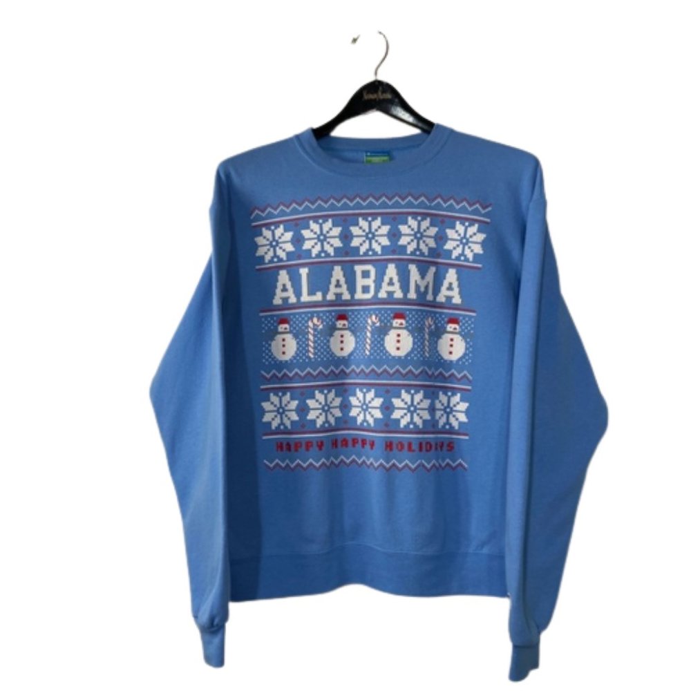 Champion Fleece Alabama Crewneck Women’s Large Blue Long Sleeve Holidays Sweater